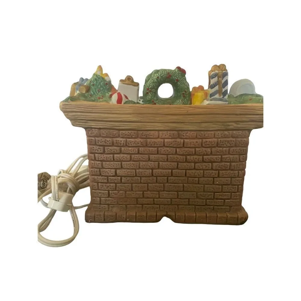 Vintage ceramic lighted Christmas, Eve fireplace mantle light